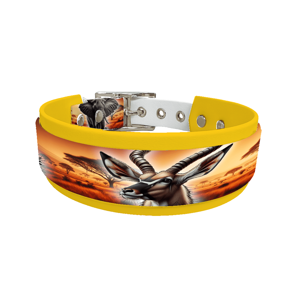 L'atelier du Fourmilier collier double 87 Collier double large pour chien en BioThane® imprimé – Collection animaux sauvages– 38/25 mm