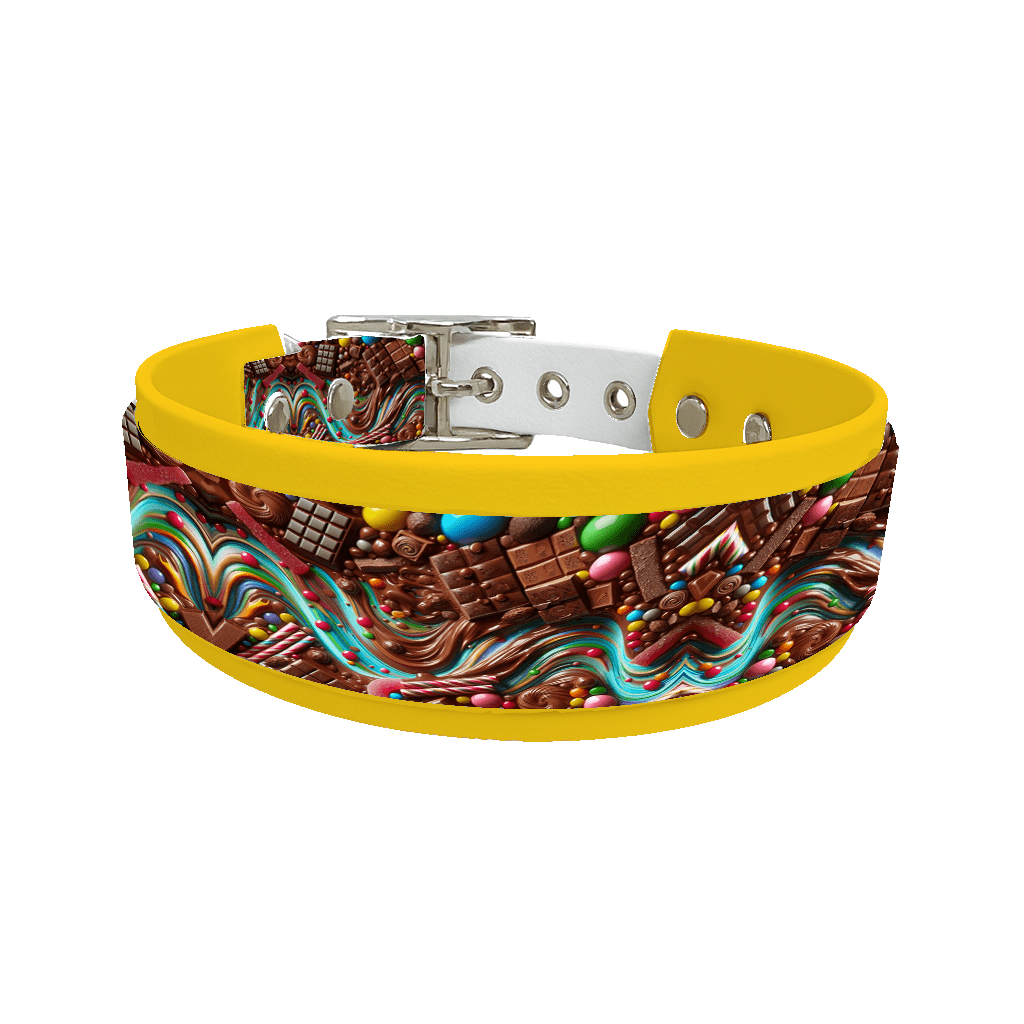 L'atelier du Fourmilier collier double 88 Collier double large pour chien en BioThane® imprimé – Collection gourmandise – 38/25 mm