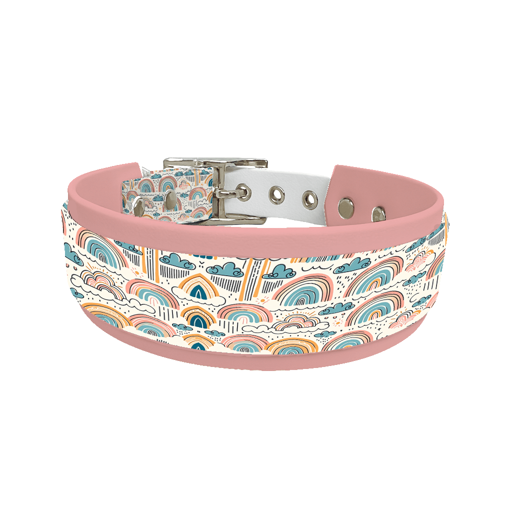 L'atelier du Fourmilier collier double 98 Collier double large pour chien en BioThane® imprimé – Collection nuages– 38/25 mm