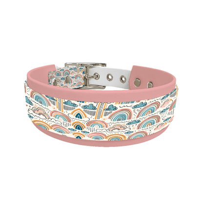 L'atelier du Fourmilier collier double 98 Collier double large pour chien en BioThane® imprimé – Collection nuages– 38/25 mm