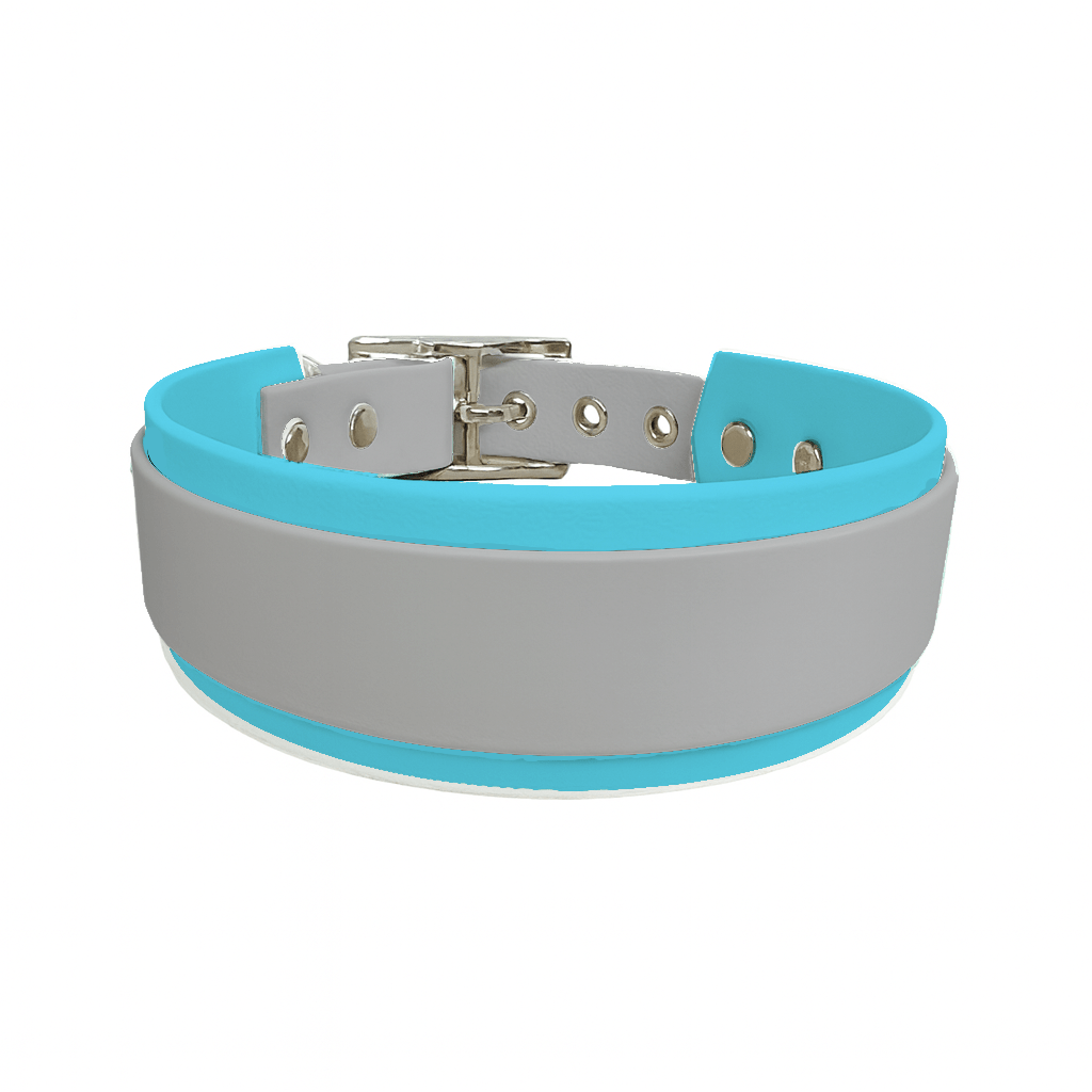 L'atelier du Fourmilier collier double Argent Collier Large double en BioThane® – 38 mm / 25 mm – coloris personnalisable