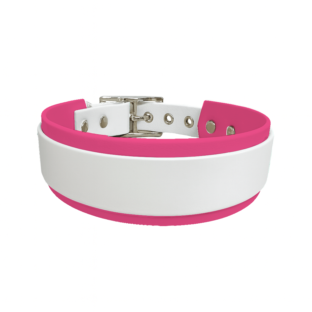 L'atelier du Fourmilier collier double Blanc Collier Large double en BioThane® – 38 mm / 25 mm – coloris personnalisable