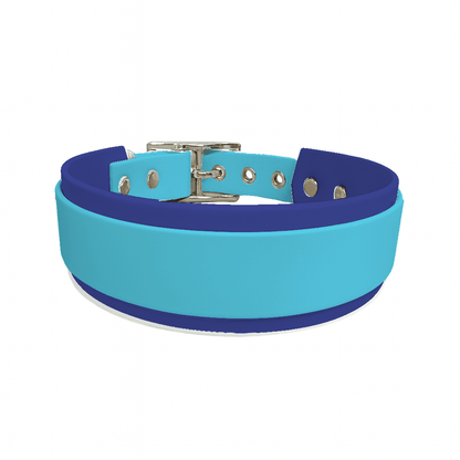 L'atelier du Fourmilier collier double Bleu Clair Collier Large double en BioThane® – 38 mm / 25 mm – coloris personnalisable