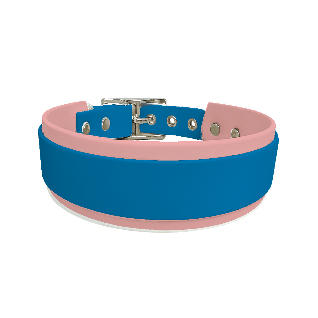 L'atelier du Fourmilier collier double Bleu Collier Large double en BioThane® – 38 mm / 25 mm – coloris personnalisable