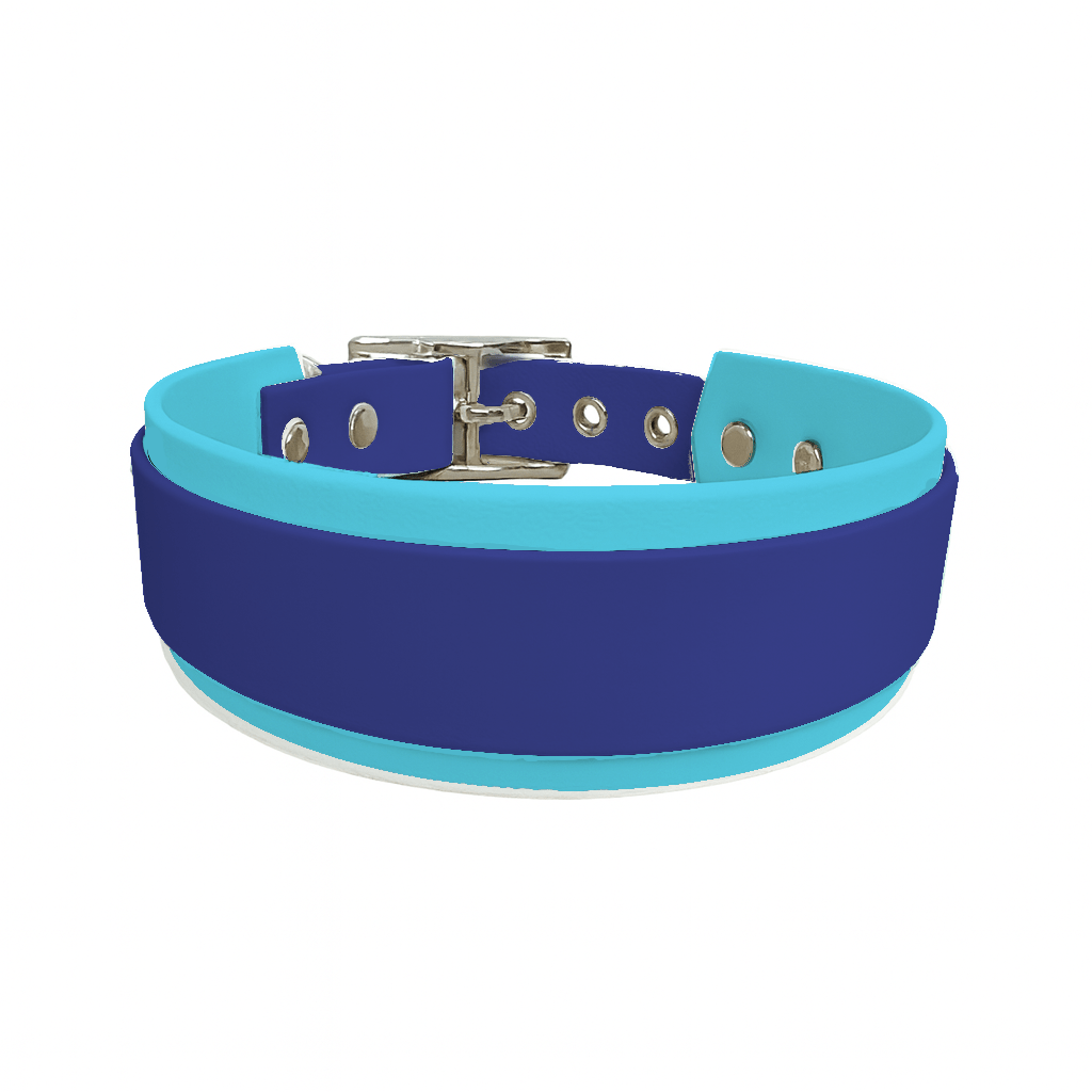 L'atelier du Fourmilier collier double Bleu Marine Collier Large double en BioThane® – 38 mm / 25 mm – coloris personnalisable