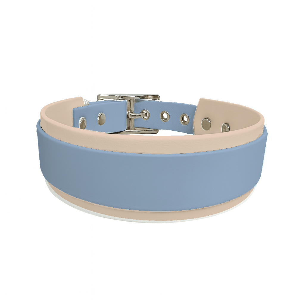 L'atelier du Fourmilier collier double Bleu Polaire Collier Large double en BioThane® – 38 mm / 25 mm – coloris personnalisable