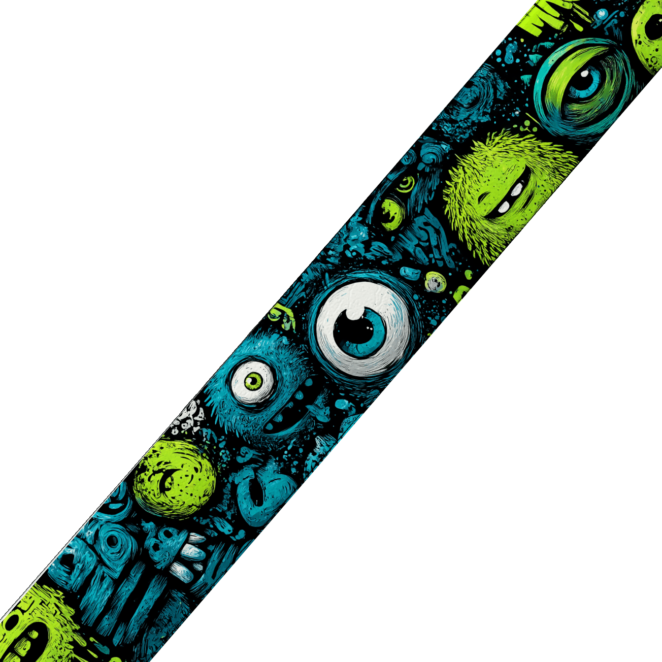 L'atelier du Fourmilier collier double Collier double large pour chien en BioThane® imprimé – Collection monstres et créatures imaginaires– 38/25 mm