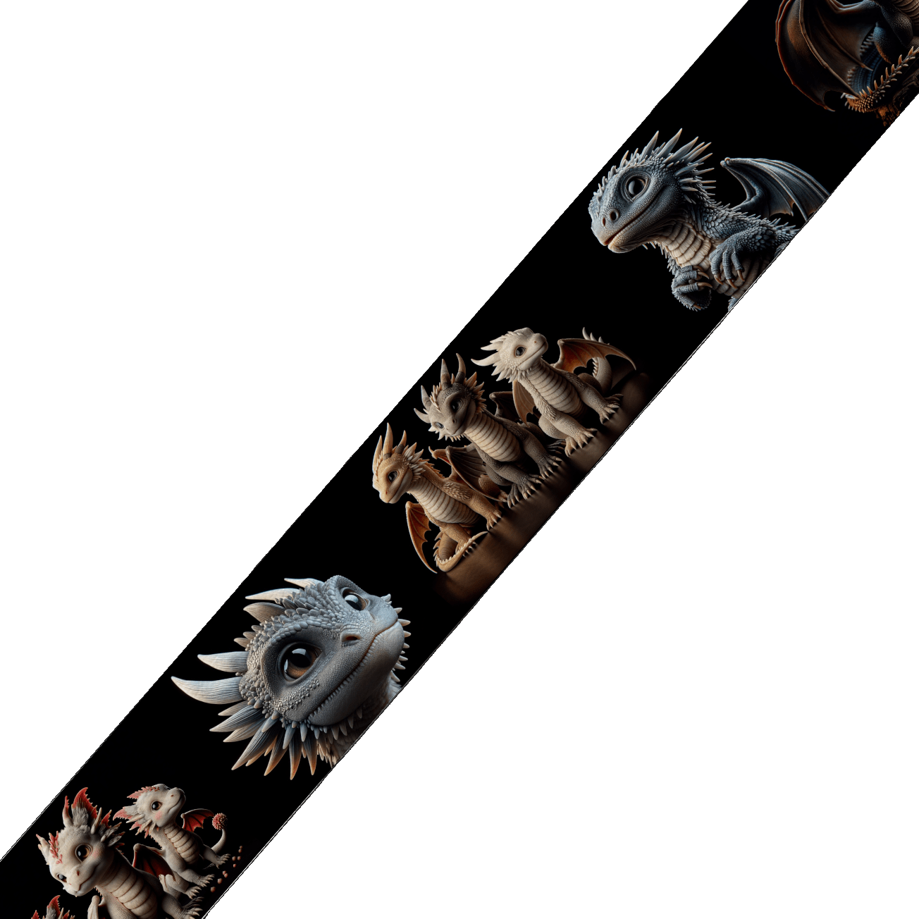 L'atelier du Fourmilier collier double Collier double large pour chien en BioThane® imprimé – Collection monstres et créatures imaginaires– 38/25 mm