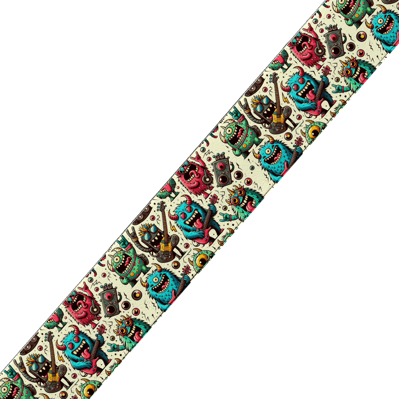 L'atelier du Fourmilier collier double Collier double large pour chien en BioThane® imprimé – Collection monstres et créatures imaginaires– 38/25 mm