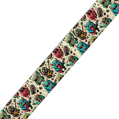 L'atelier du Fourmilier collier double Collier double large pour chien en BioThane® imprimé – Collection monstres et créatures imaginaires– 38/25 mm