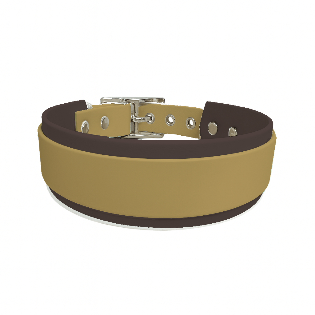 L'atelier du Fourmilier collier double Doré Collier Large double en BioThane® – 38 mm / 25 mm – coloris personnalisable