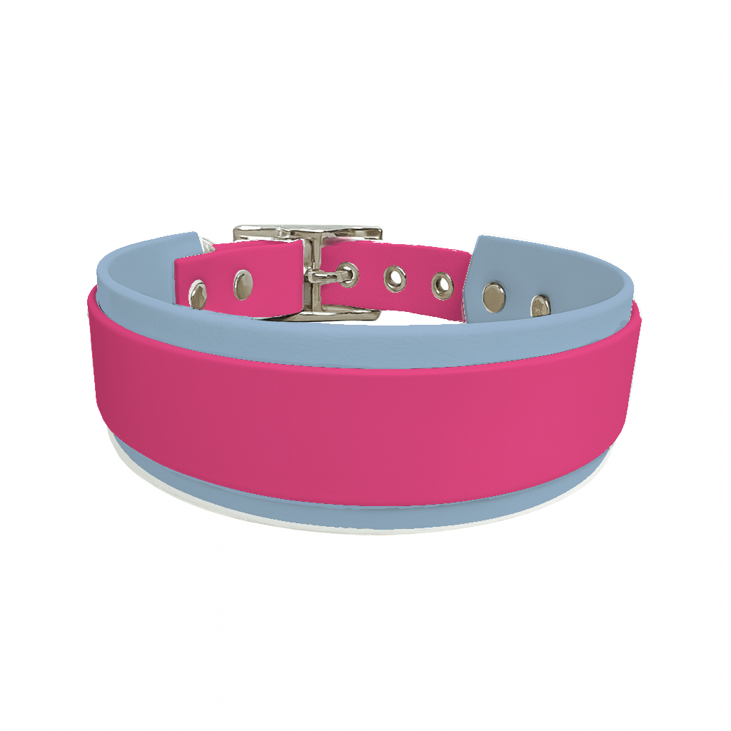 L'atelier du Fourmilier collier double Fuchsia Collier Large double en BioThane® – 38 mm / 25 mm – coloris personnalisable