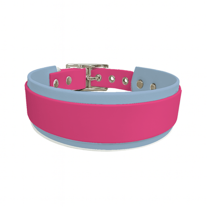 L'atelier du Fourmilier collier double Fuchsia Collier Large double en BioThane® – 38 mm / 25 mm – coloris personnalisable