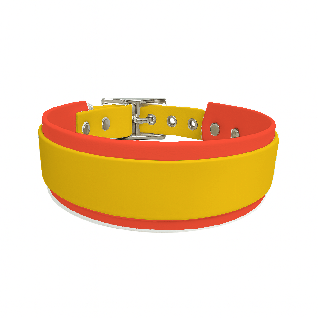 L'atelier du Fourmilier collier double Jaune Collier Large double en BioThane® – 38 mm / 25 mm – coloris personnalisable