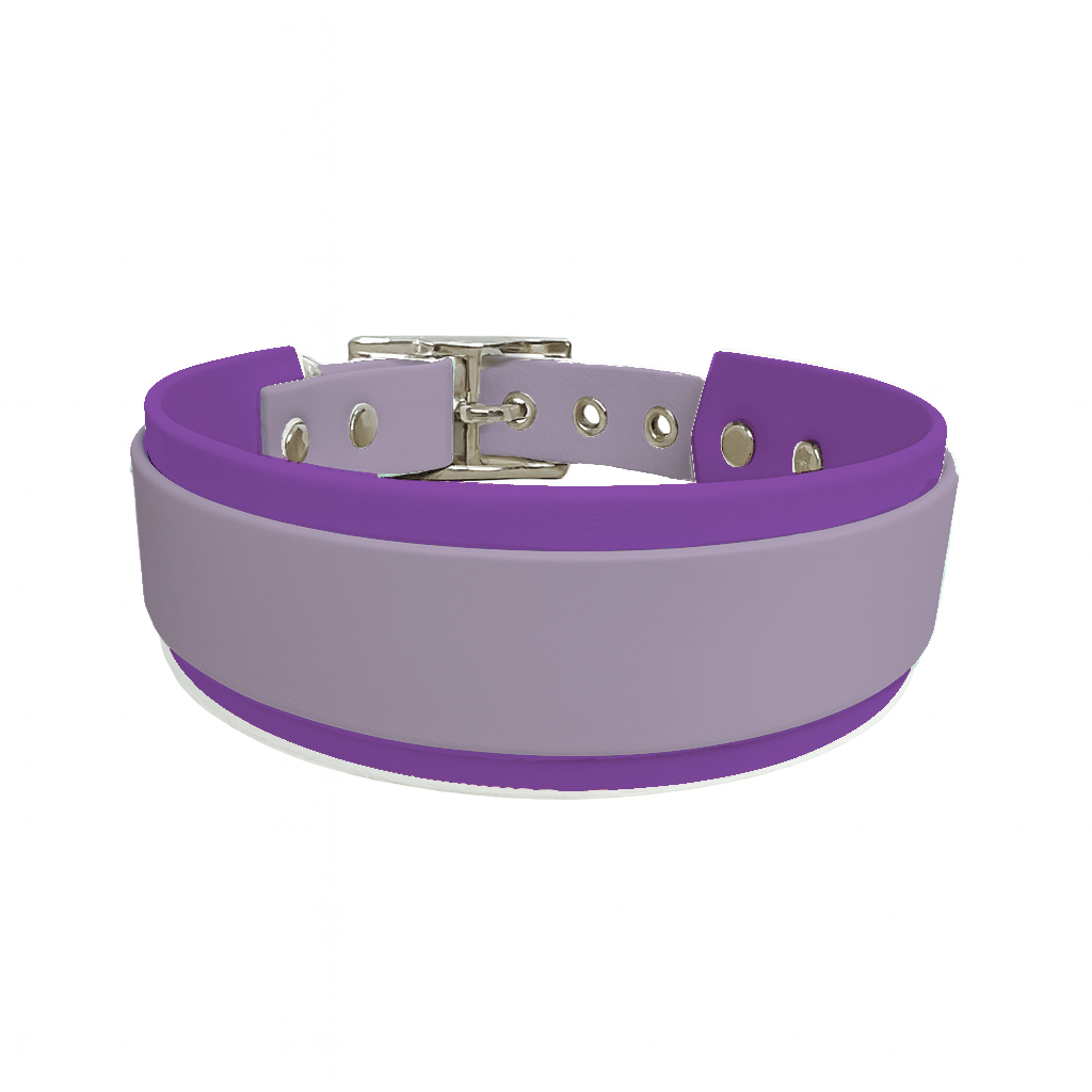 L'atelier du Fourmilier collier double lilas Collier Large double en BioThane® – 38 mm / 25 mm – coloris personnalisable