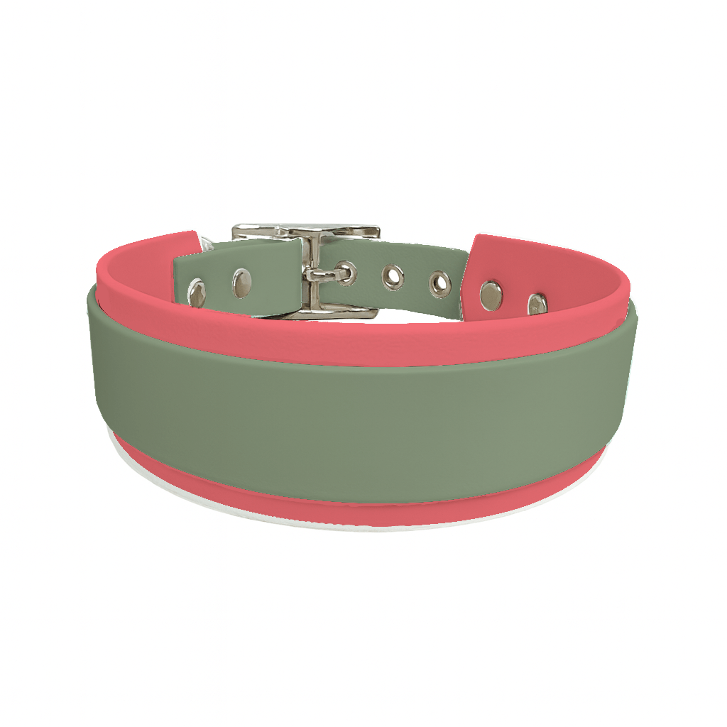 L'atelier du Fourmilier collier double Menthe Collier Large double en BioThane® – 38 mm / 25 mm – coloris personnalisable