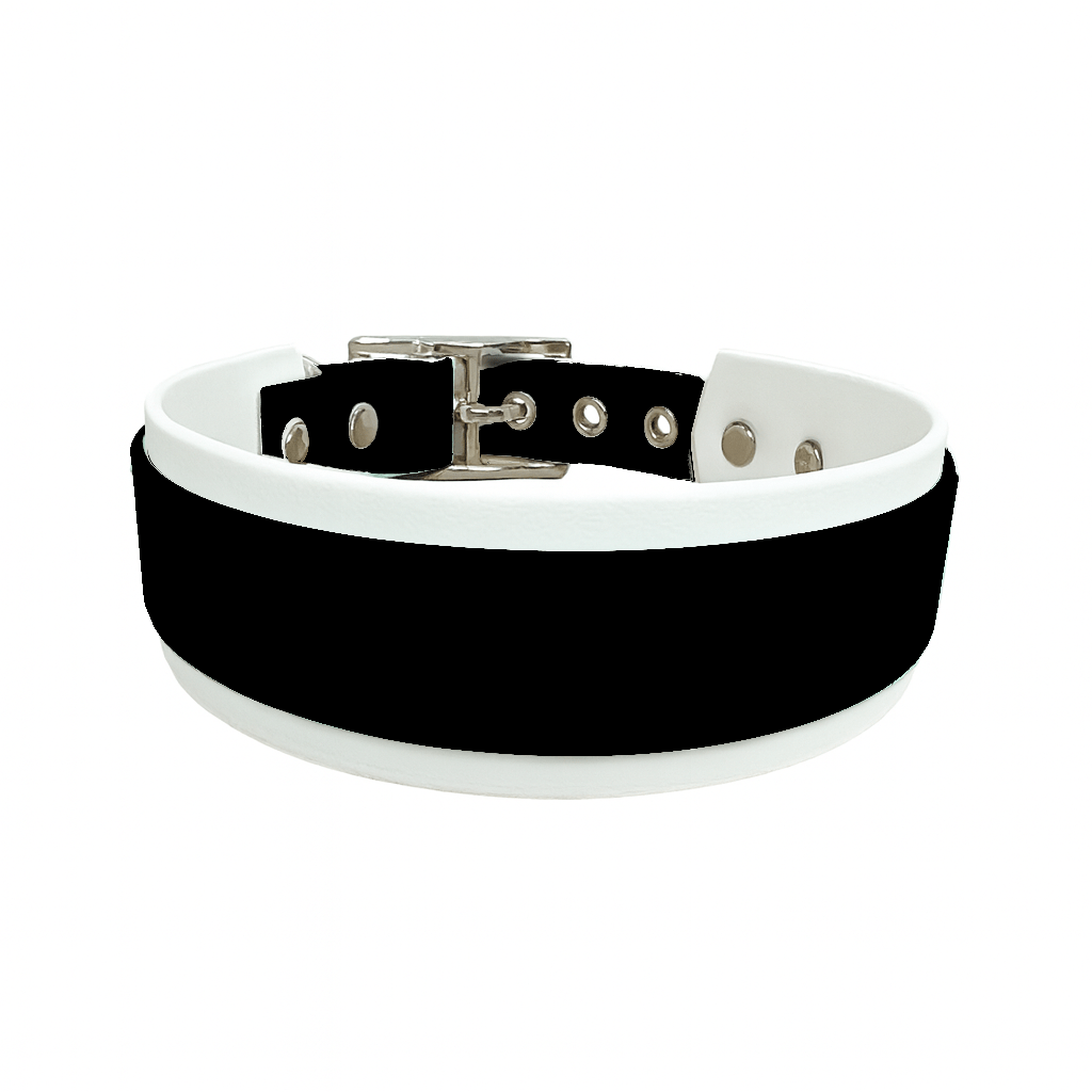 L'atelier du Fourmilier collier double Noir Collier Large double en BioThane® – 38 mm / 25 mm – coloris personnalisable