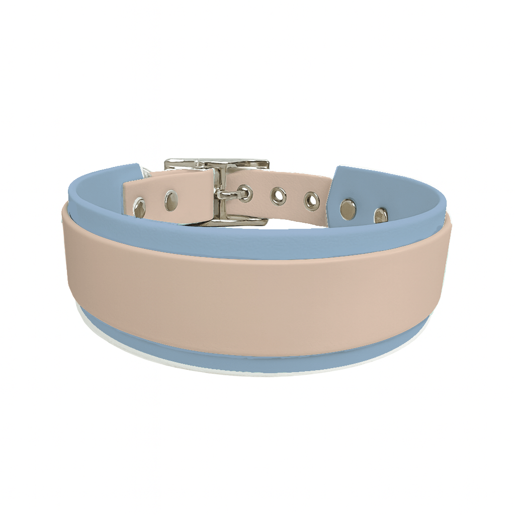 L'atelier du Fourmilier collier double Rose poudré Collier Large double en BioThane® – 38 mm / 25 mm – coloris personnalisable