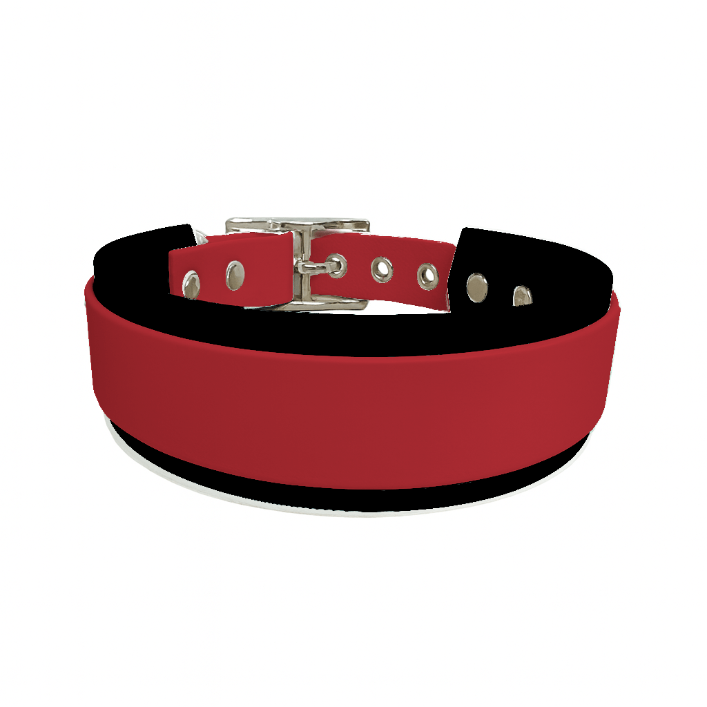 L'atelier du Fourmilier collier double Rouge Collier Large double en BioThane® – 38 mm / 25 mm – coloris personnalisable