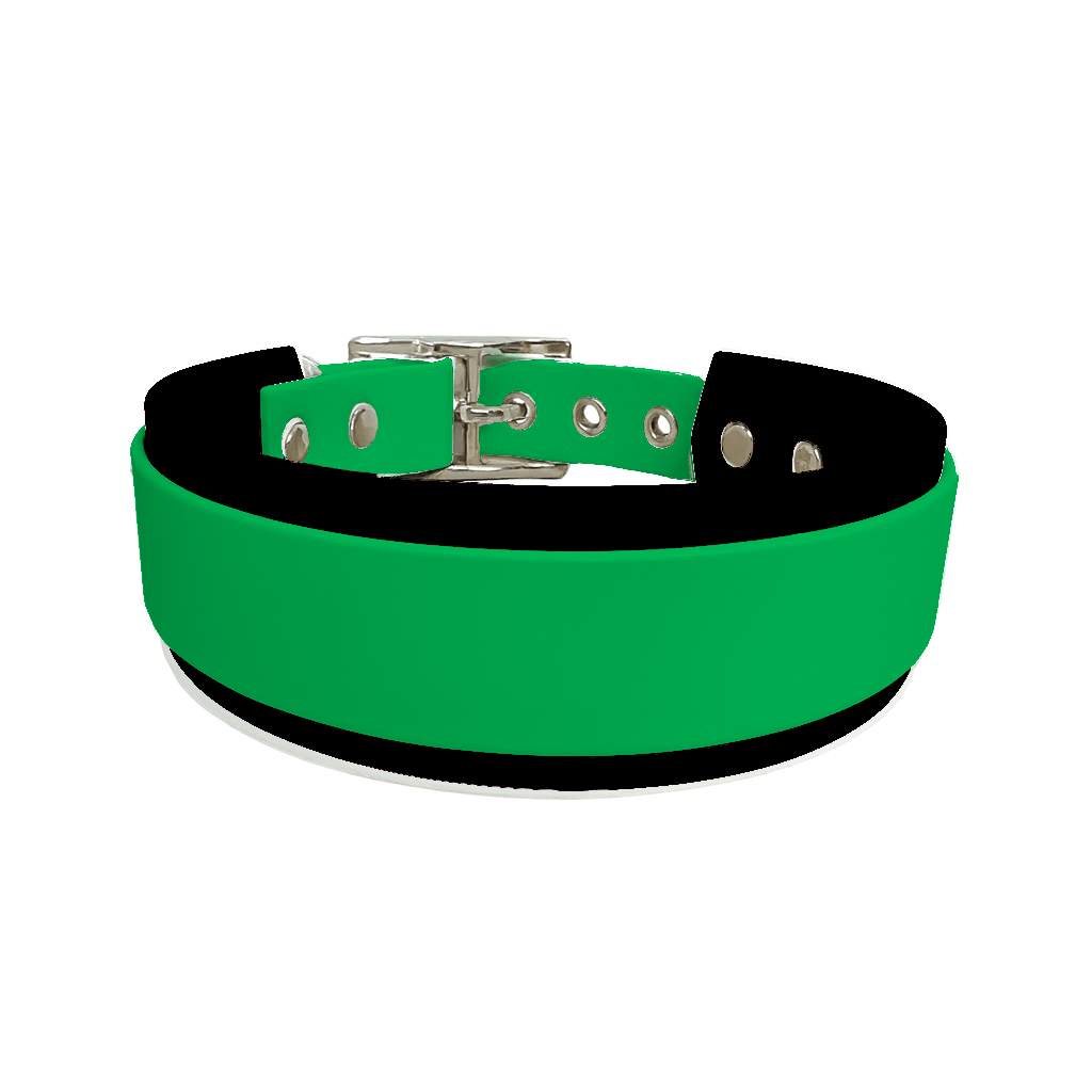 L'atelier du Fourmilier collier double Vert Fluo Collier Large double en BioThane® – 38 mm / 25 mm – coloris personnalisable