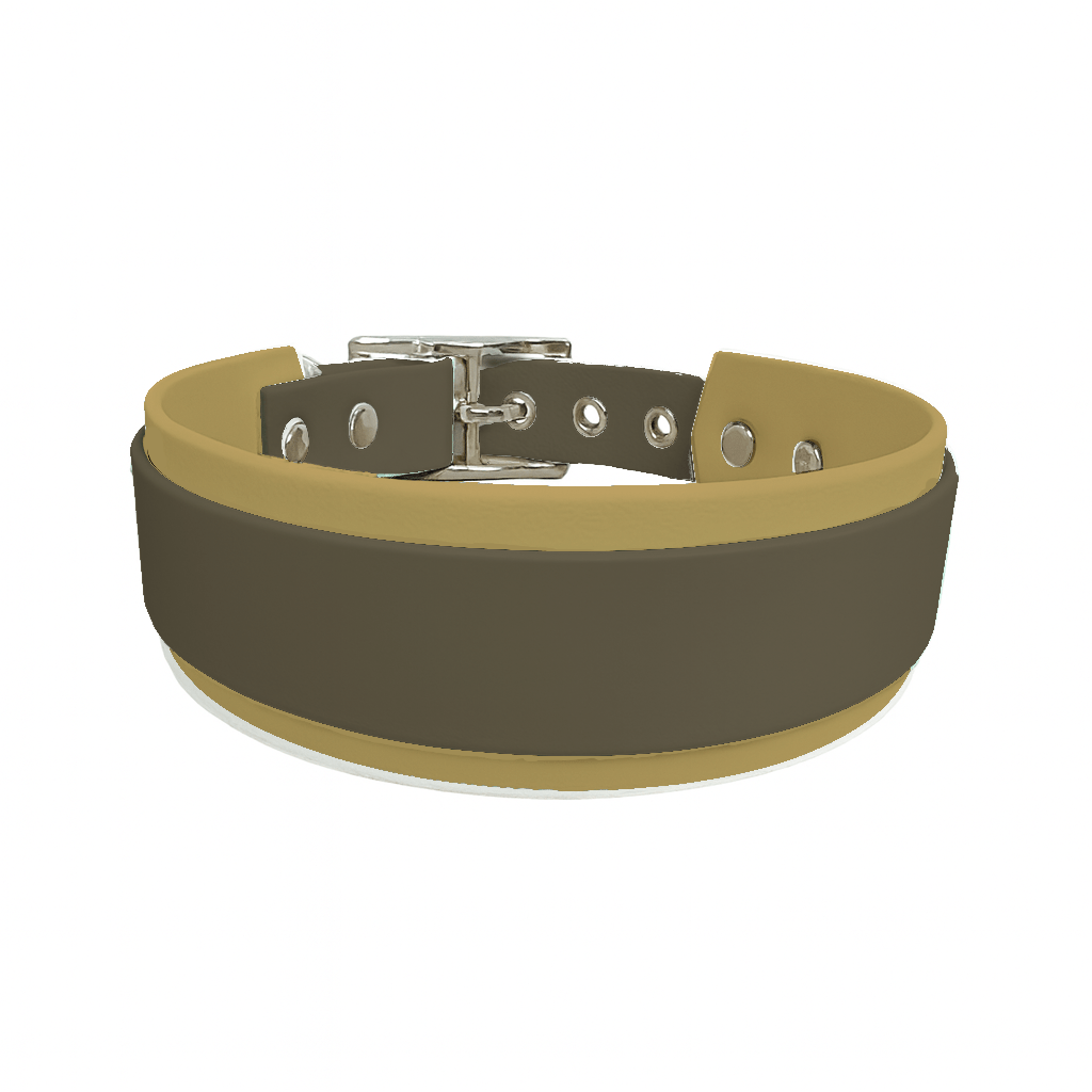 L'atelier du Fourmilier collier double Vert Olive Collier Large double en BioThane® – 38 mm / 25 mm – coloris personnalisable