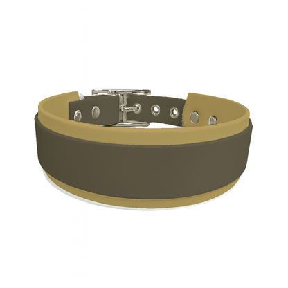 L'atelier du Fourmilier collier double Vert Olive Collier Large double en BioThane® – 38 mm / 25 mm – coloris personnalisable