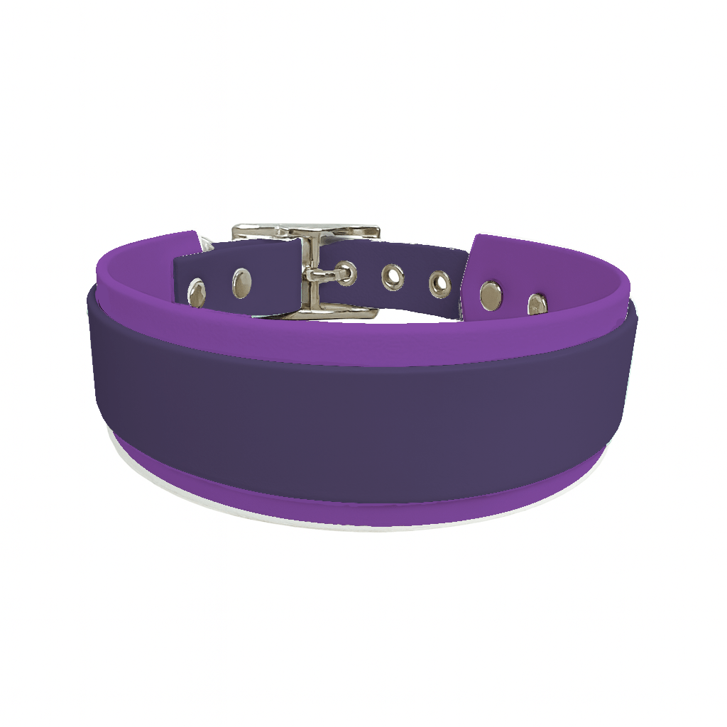 L'atelier du Fourmilier collier double Violet Collier Large double en BioThane® – 38 mm / 25 mm – coloris personnalisable