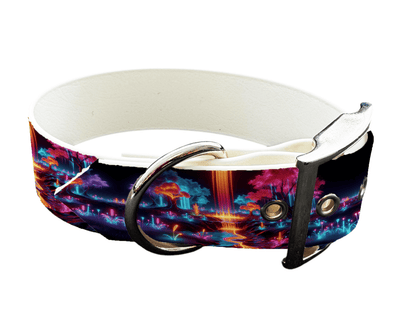 L'atelier du Fourmilier Colliers 100 Collier large pour chien en BioThane® imprimé – Collection paysage– 38mm