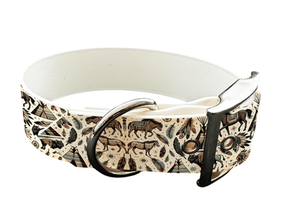 L'atelier du Fourmilier Colliers 106 Collier large pour chien en BioThane® imprimé – Collection Tribal – 38mm