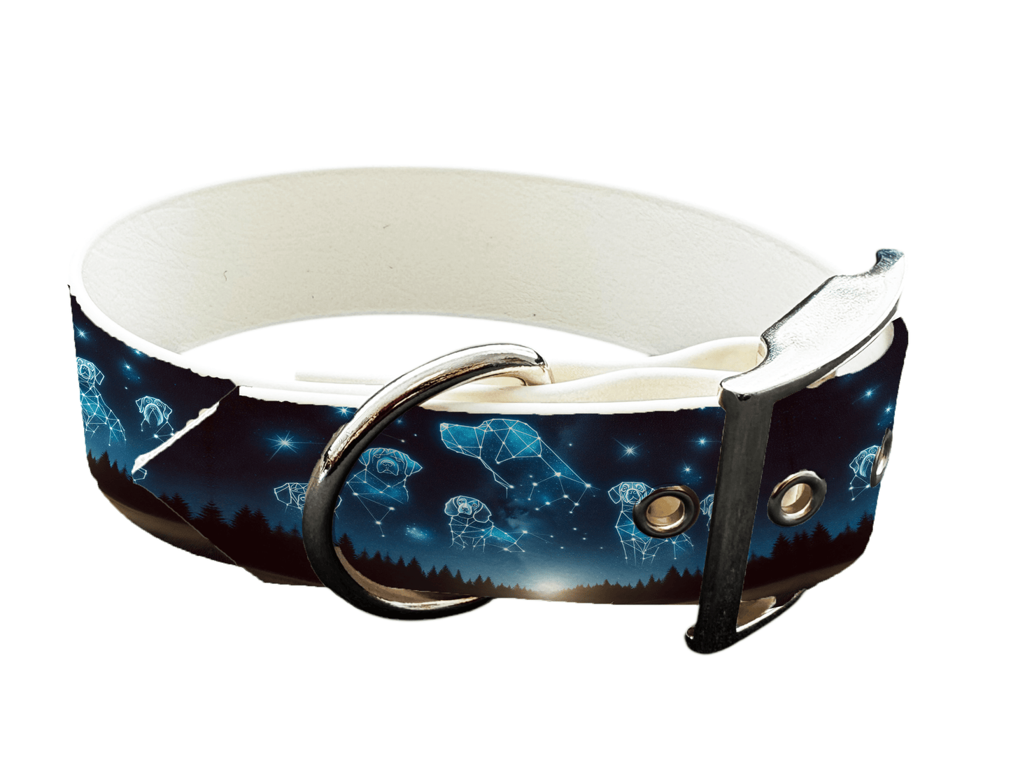 L'atelier du Fourmilier Colliers 113 Collier large pour chien en BioThane® imprimé – Collection galaxie – 38mm