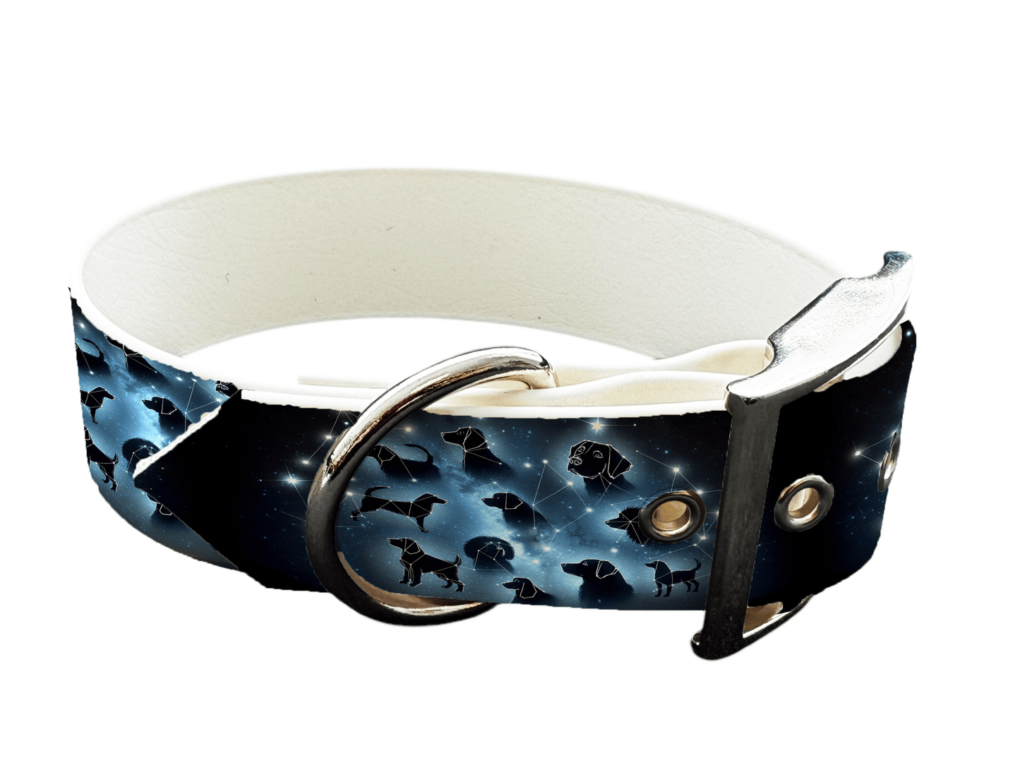 L'atelier du Fourmilier Colliers 114 Collier large pour chien en BioThane® imprimé – Collection galaxie – 38mm
