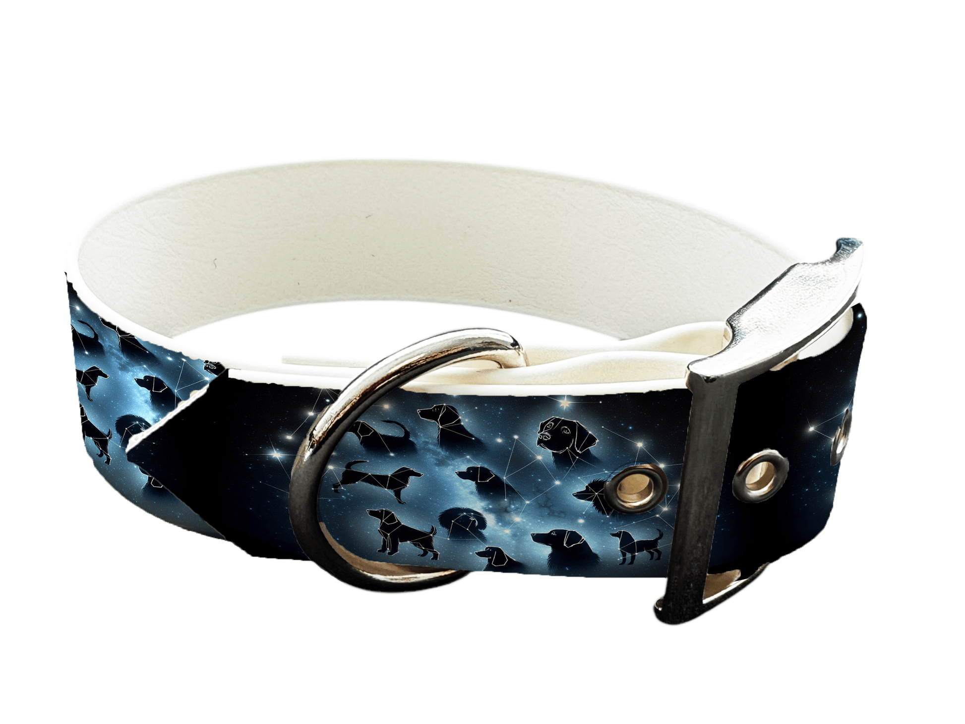 L'atelier du Fourmilier Colliers 114 Collier large pour chien en BioThane® imprimé – Collection galaxie – 38mm