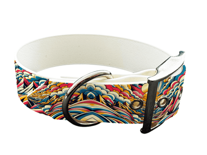 L'atelier du Fourmilier Colliers 129 Collier large pour chien en BioThane® imprimé – Collection abstrait – 38mm