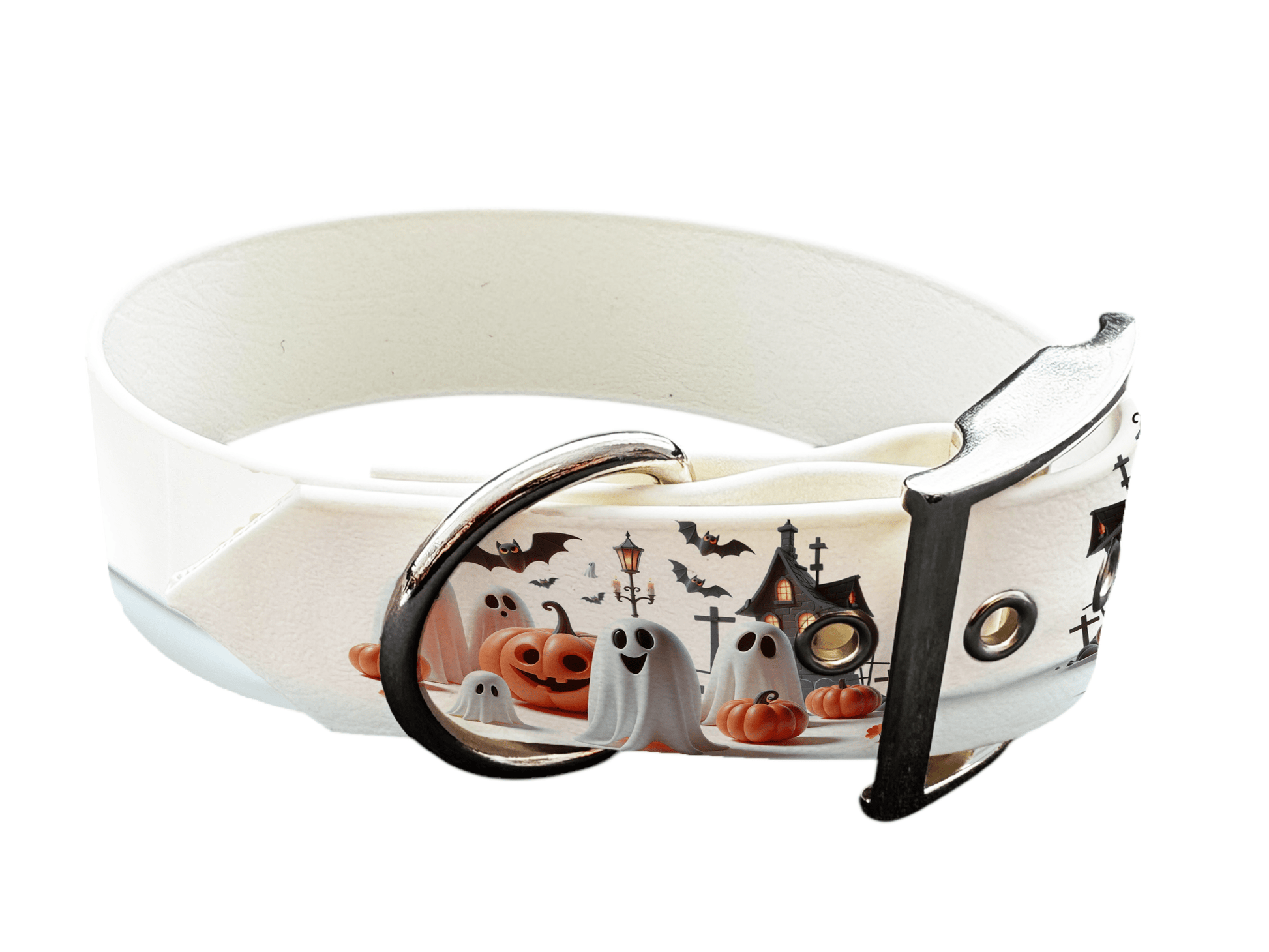 L'atelier du Fourmilier colliers 136 Collier large pour chien en BioThane® imprimé – Collection Halloween– 38mm