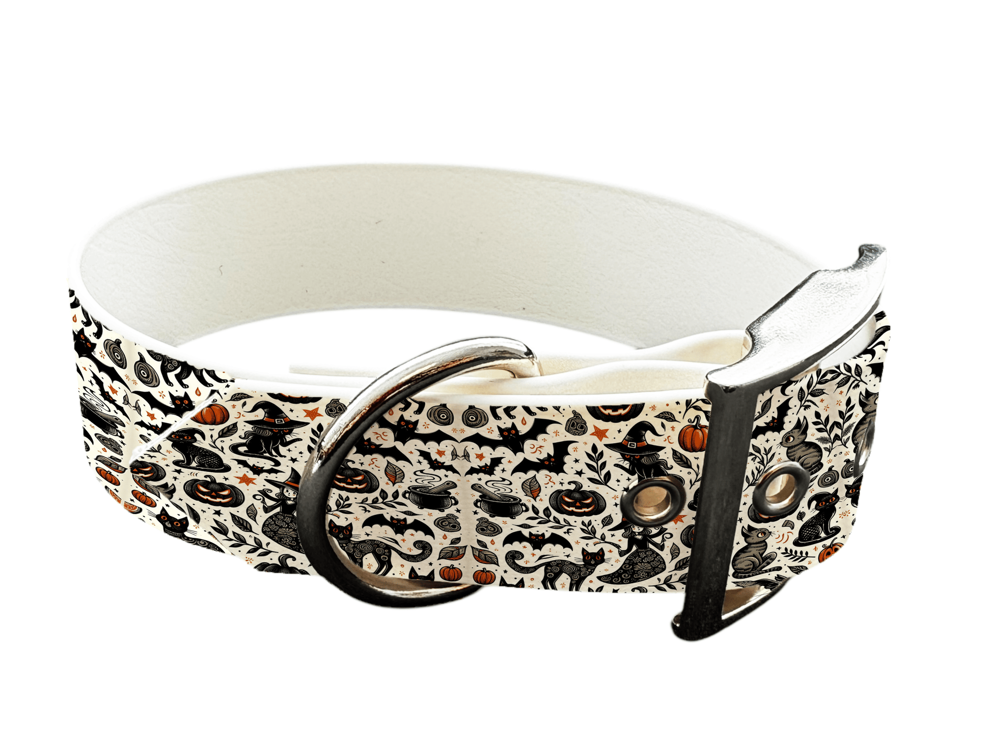 L'atelier du Fourmilier colliers 144 Collier large pour chien en BioThane® imprimé – Collection Halloween– 38mm