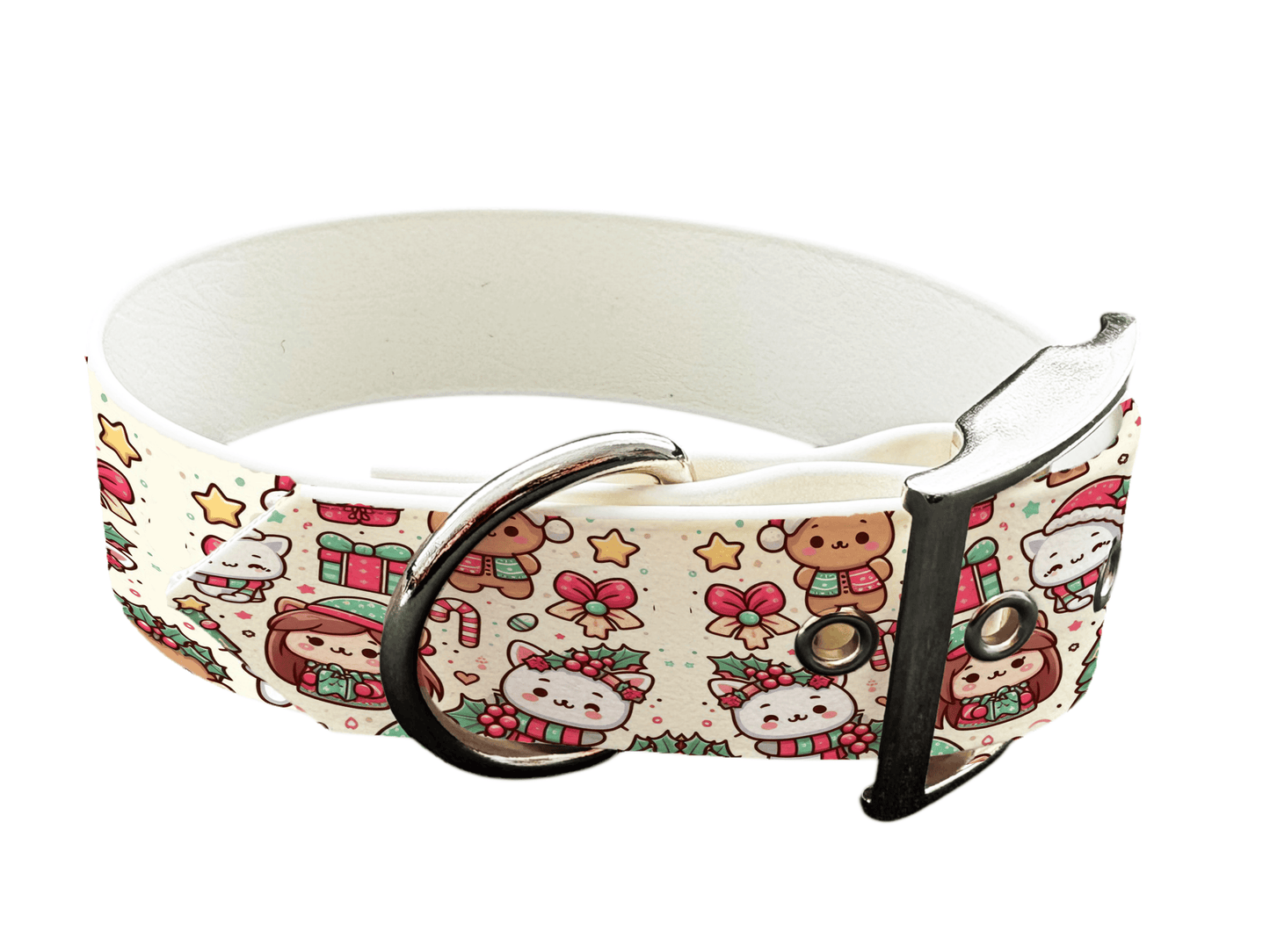 L'atelier du Fourmilier colliers 159 Collier pour chien en BioThane® imprimé – Collection Noël– 25mm