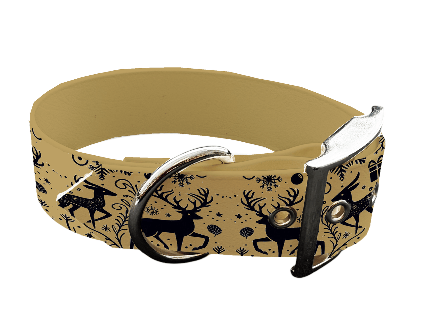 L'atelier du Fourmilier colliers 160DOR Collier pour chien en BioThane® imprimé – Collection Noël– 25mm