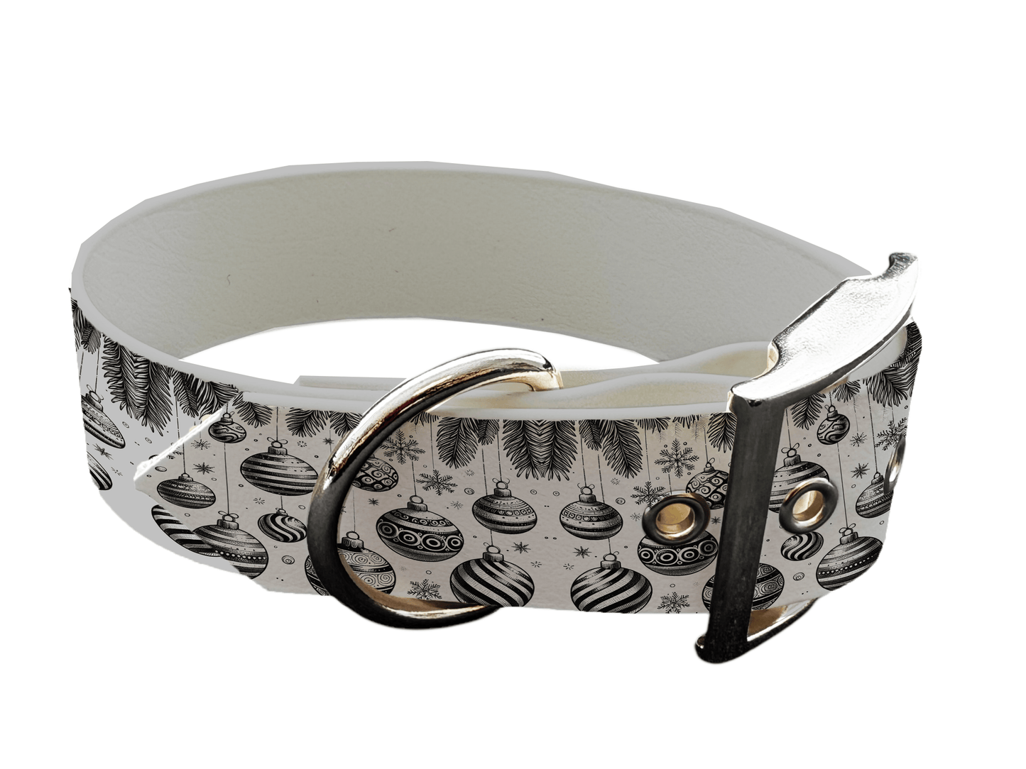 L'atelier du Fourmilier colliers 163SIL Collier pour chien en BioThane® imprimé – Collection Noël– 25mm