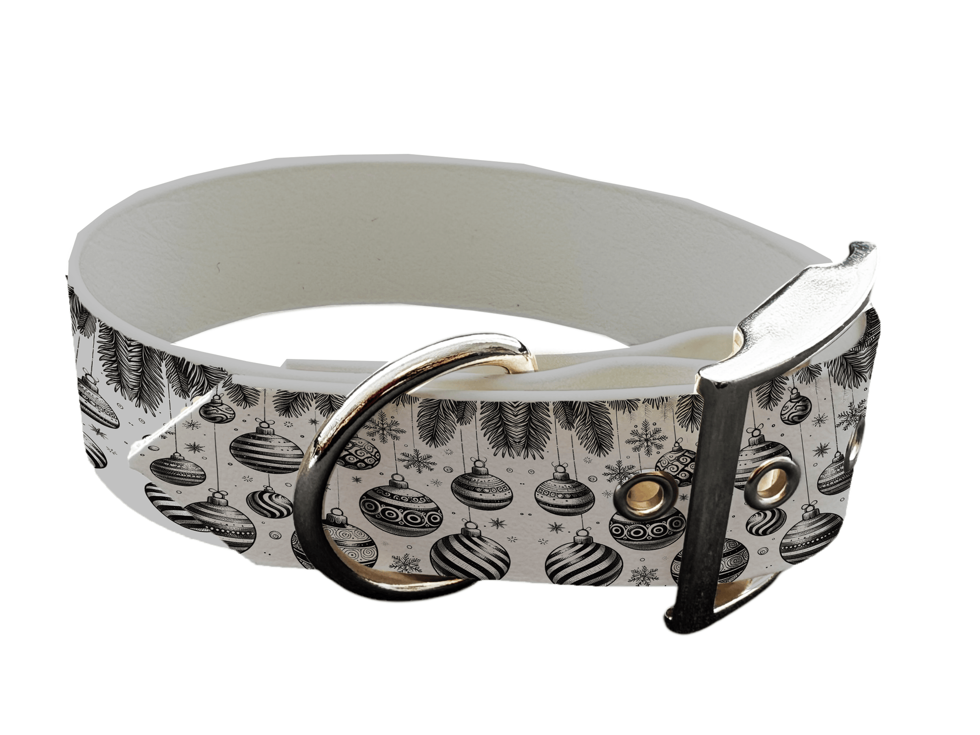 L'atelier du Fourmilier colliers 163SIL Collier pour chien en BioThane® imprimé – Collection Noël– 25mm
