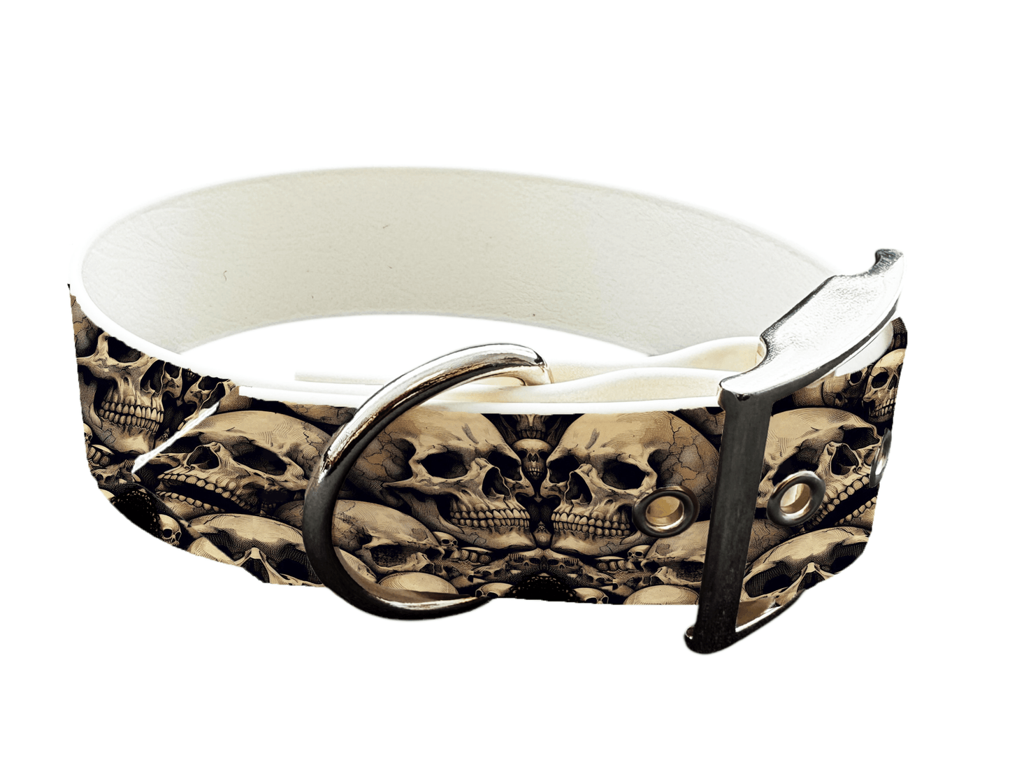 L'atelier du Fourmilier Colliers 168 Collier large pour chien en BioThane® imprimé – Collection tête de mort– 38mm