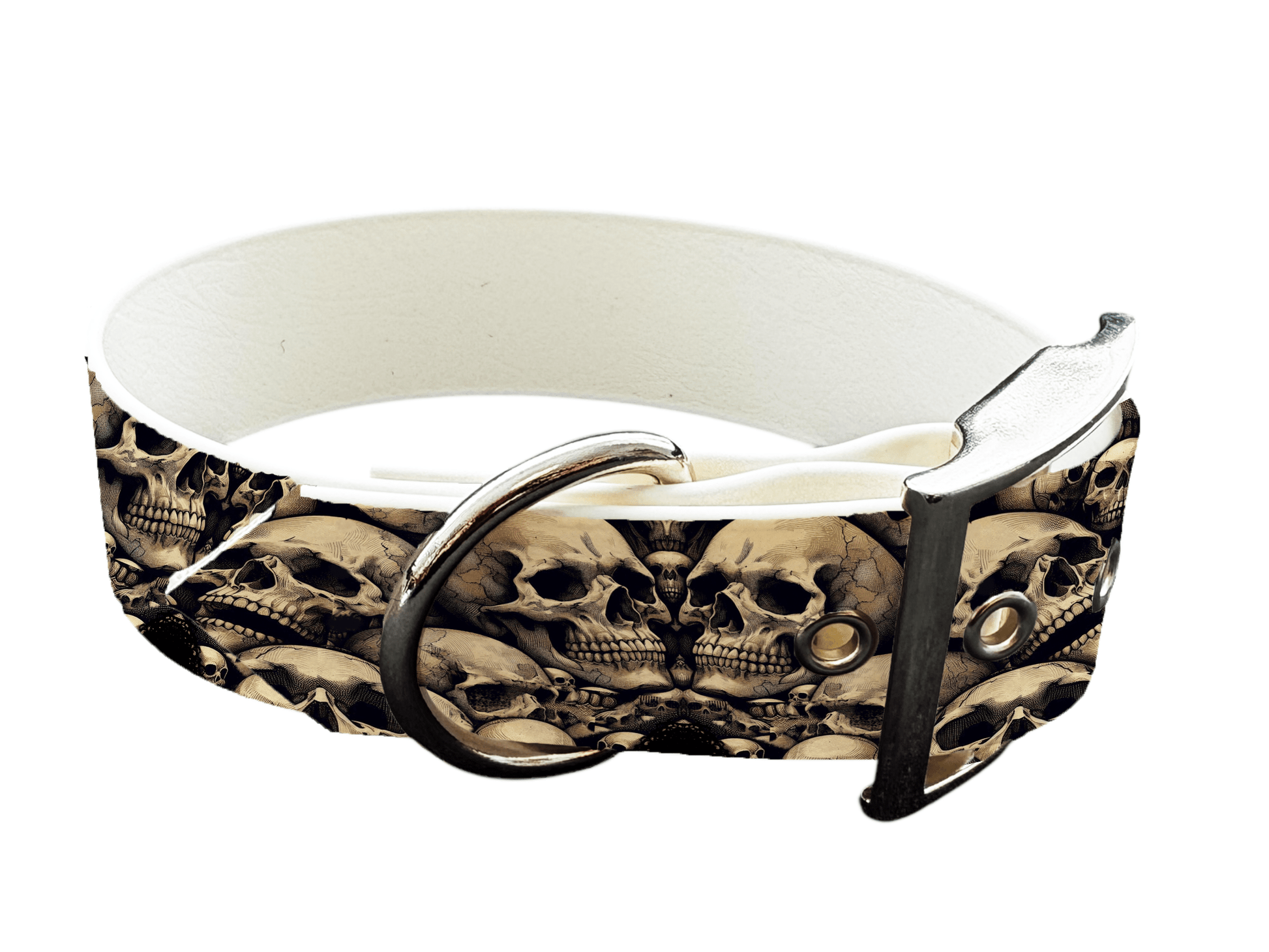 L'atelier du Fourmilier Colliers 168 Collier large pour chien en BioThane® imprimé – Collection tête de mort– 38mm