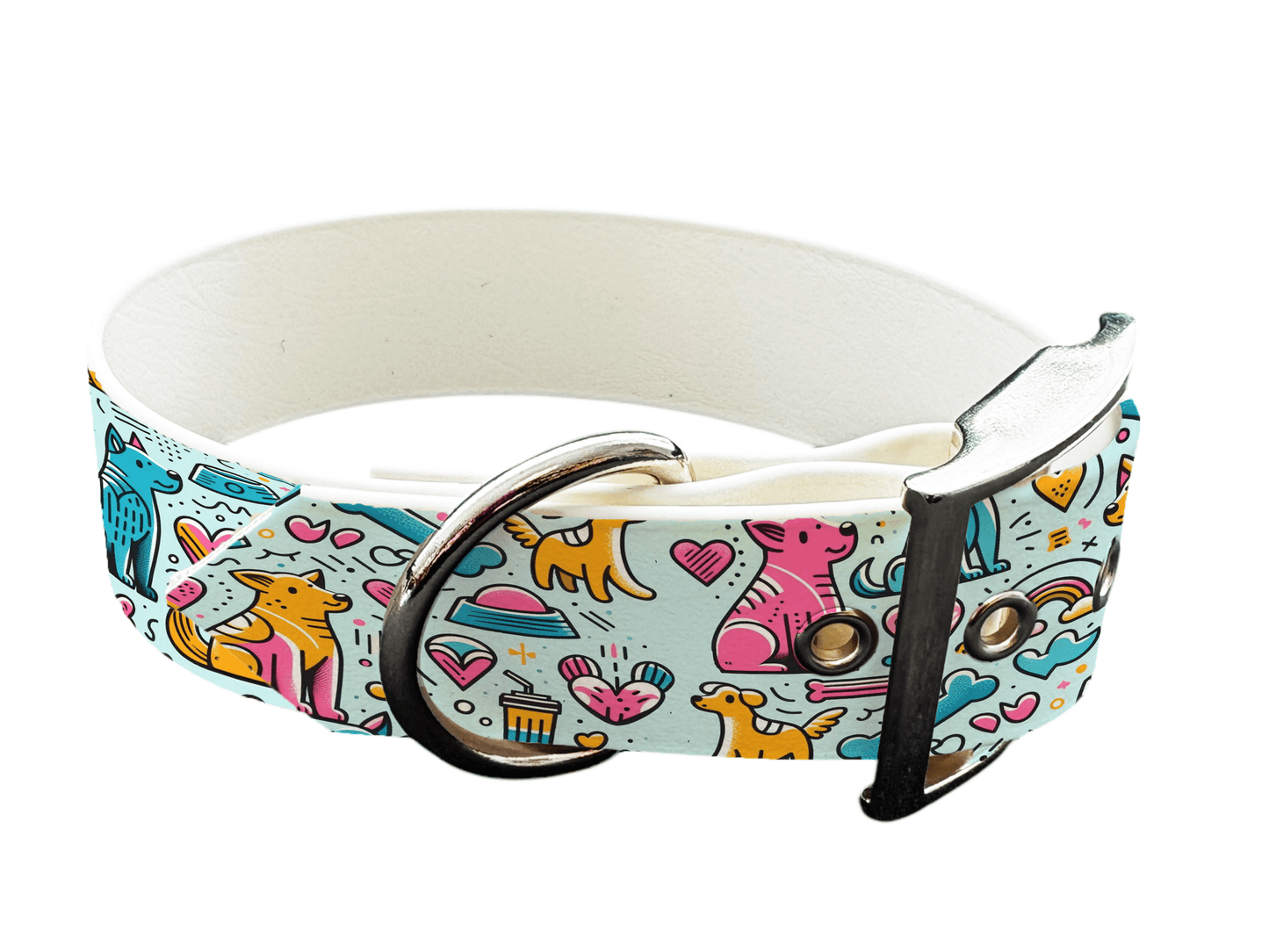 L'atelier du Fourmilier Colliers 172 Collier large pour chien en BioThane® imprimé – Collection chiens– 38mm