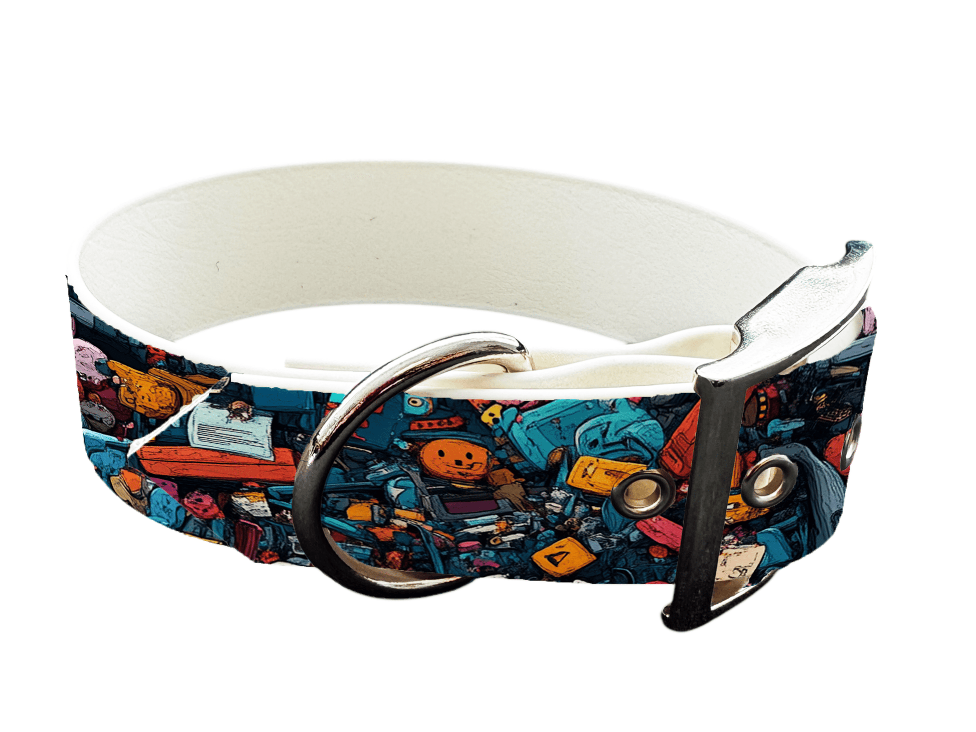 L'atelier du Fourmilier Colliers 180 Collier large pour chien en BioThane® imprimé – Collection pop art– 38