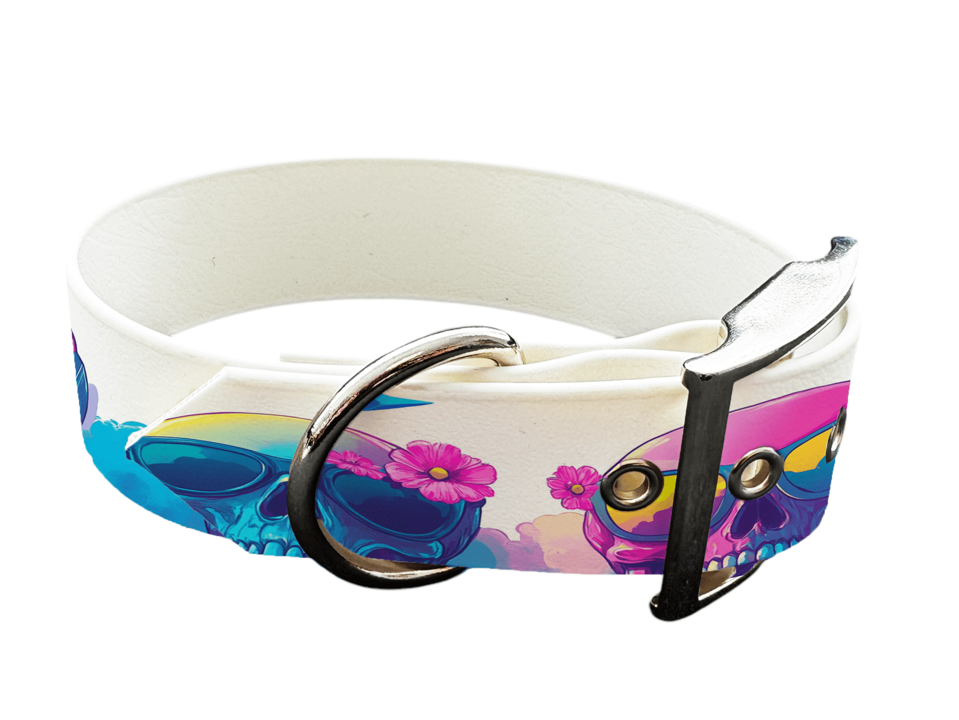 L'atelier du Fourmilier Colliers 205 Collier large pour chien en BioThane® imprimé – Collection tête de mort– 38mm