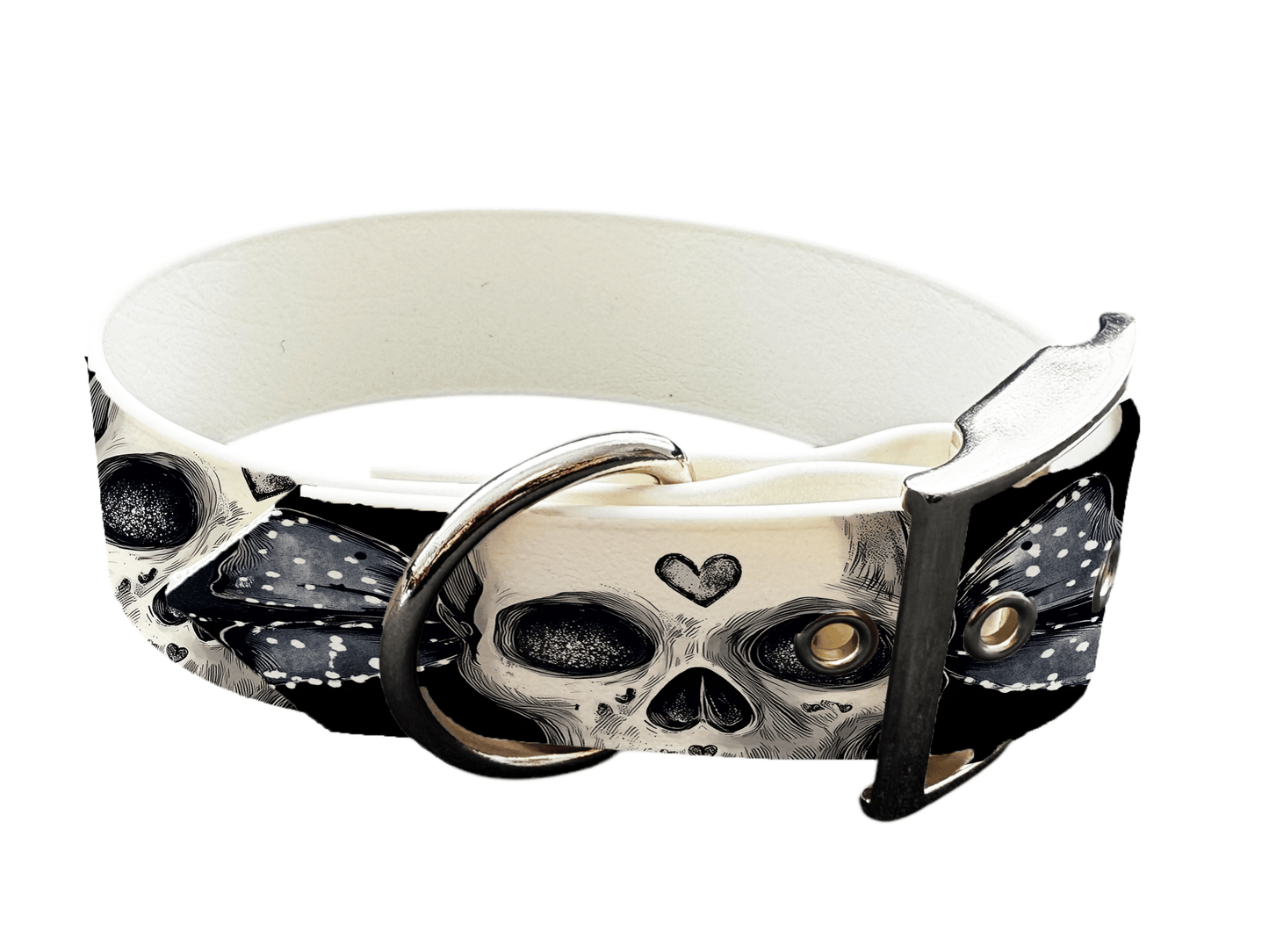 L'atelier du Fourmilier Colliers 209 Collier large pour chien en BioThane® imprimé – Collection tête de mort– 38mm