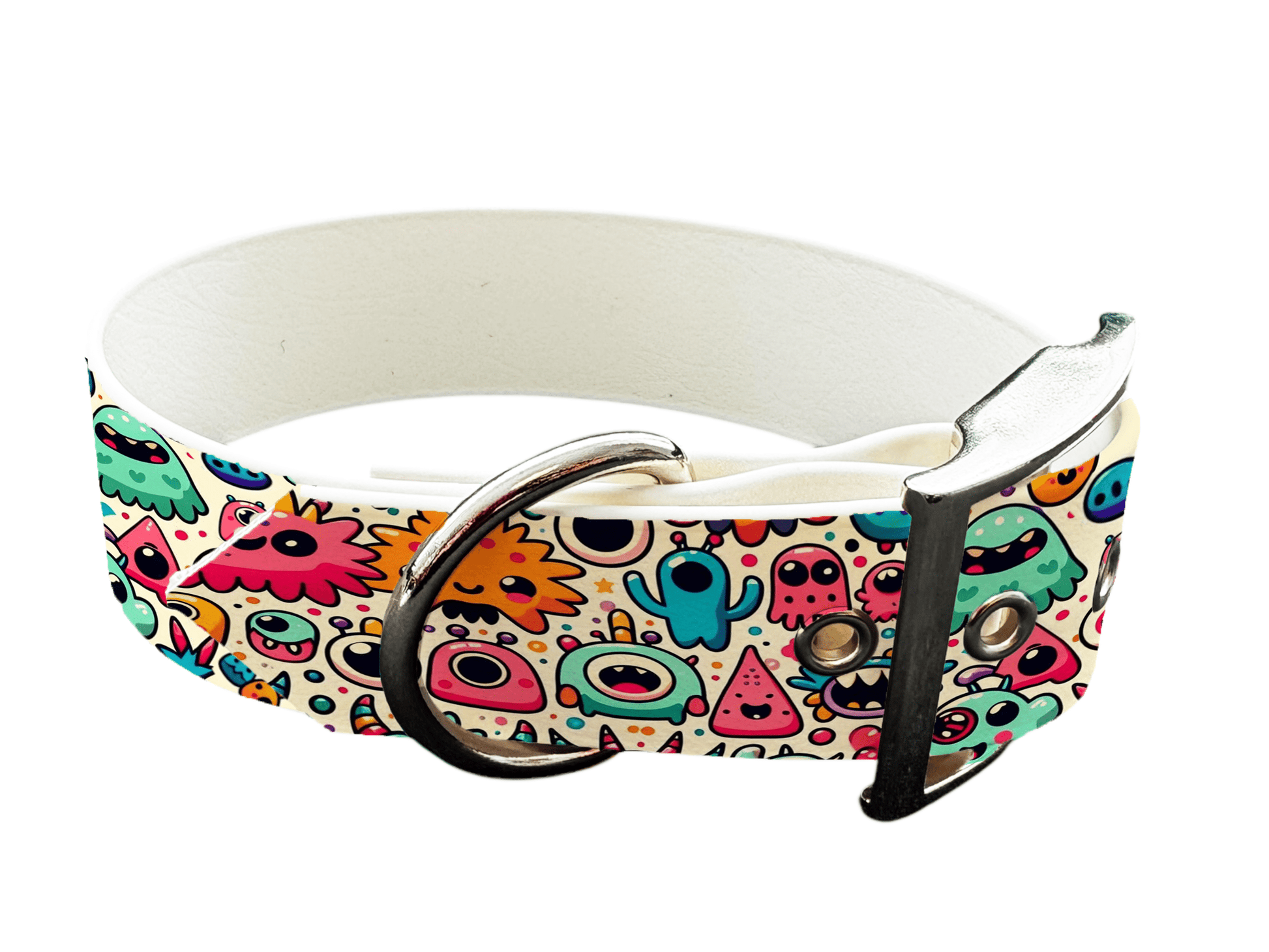 L'atelier du Fourmilier Colliers 21 Collier large pour chien en BioThane® imprimé – Collection monstres et créatures imaginaires– 38mm