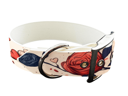 L'atelier du Fourmilier Colliers 210 Collier large pour chien en BioThane® imprimé – Collection plantes et fleurs – 38mm