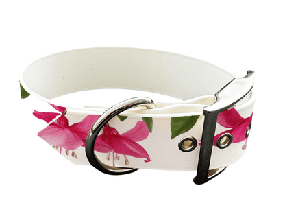 L'atelier du Fourmilier Colliers 218 Collier large pour chien en BioThane® imprimé – Collection plantes et fleurs – 38mm