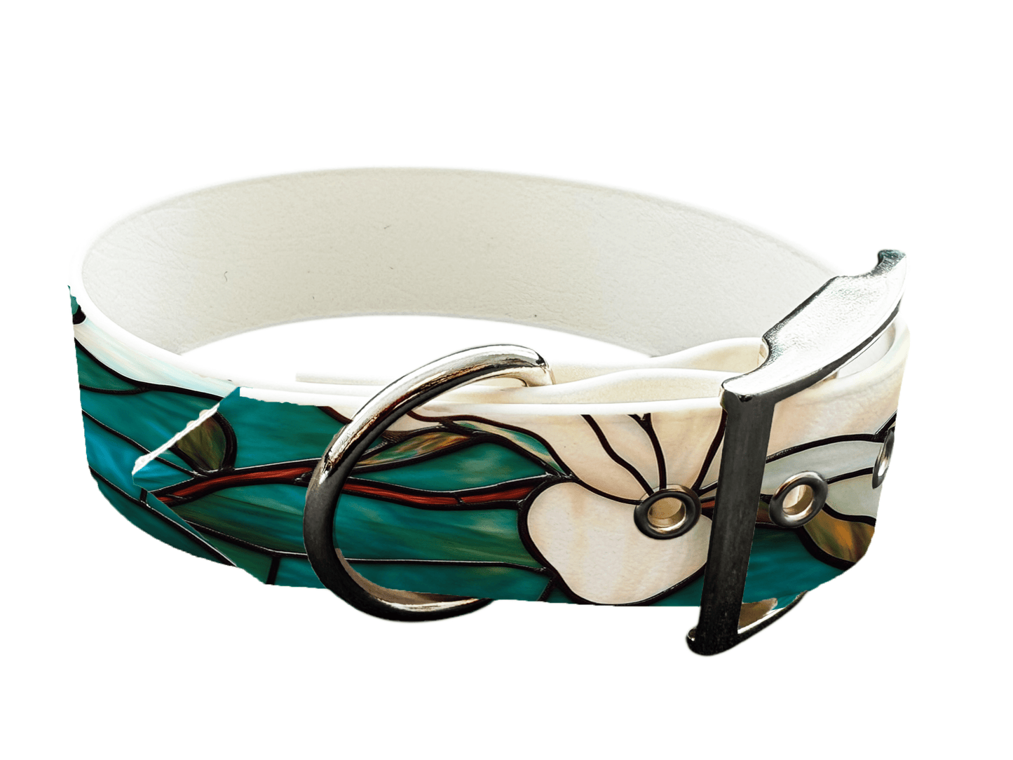 L'atelier du Fourmilier Colliers 220 Collier large pour chien en BioThane® imprimé – Collection plantes et fleurs – 38mm