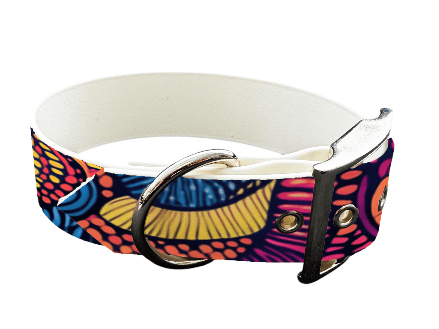 L'atelier du Fourmilier Colliers 221 Collier large pour chien en BioThane® imprimé – Collection abstrait – 38mm